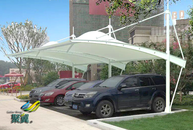  膜結構車棚裁剪正確正規操作|節點設計