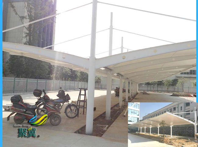 聚翼廠家膜結(jié)構(gòu)車棚自行車棚構(gòu)件保管