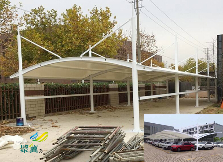膜結構車棚種類繁多|車棚張力雕塑感